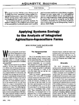 Applying systems ecology to the analysis of integrated agriculture-aquaculture farms