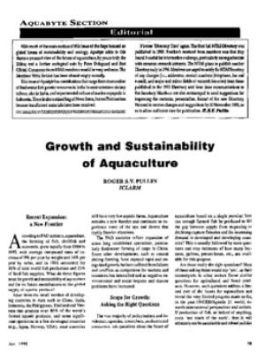 Growth and sustainability of aquaculture
