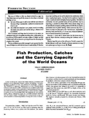 Fish production, catches and the carrying capacity of the world oceans