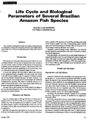 Life cycle and biological parameters of several Brazilian Amazon fish species