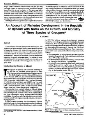 An account of fisheries development in the Republic of Djibouti with notes on the growth and mortality of three species of groupers