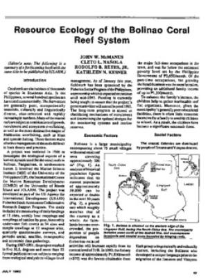 Resources ecology of the Bolinao coral reef system