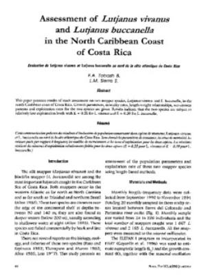 Assessment of Lutjanus vivanus and Lutjanus buccanella in the north Caribbean coast of Costa Rica