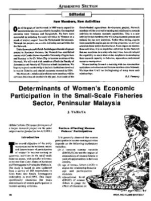 Determinants of women's economic participation in the small-scale fisheries sector, Peninsular Malaysia