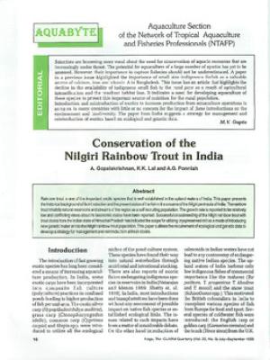 Conservation of the Nilgiri rainbow trout in India