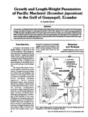 Growth and length-weight parameters of Pacific mackerel (Scomber japonicus) in the Gulf of Guayaquil, Ecuador