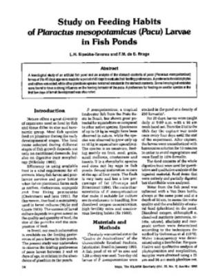 Study on feeding habits of Piaractus mesopotamicus (Pacu) larvae in fish ponds