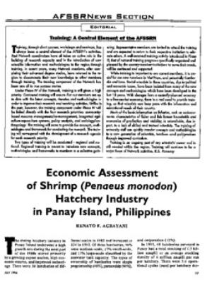 Economic assessment of shrimp (Penaeus monodon) hatchery industry in Panay Island, Philippines