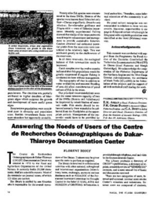 Answering the needs of users of the Centre de Recherches Oceanographiques de Dakar-Thiaroye Documentation Center