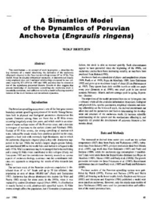 A simulation model of the dynamics of Peruvian anchoveta (Engraulis ringens)