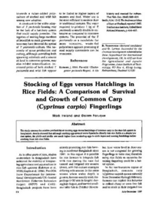 Stocking of eggs versus hatchlings in rice fields: a comparison of survival and growth of common carp (Cyprinus carpio) fingerlings