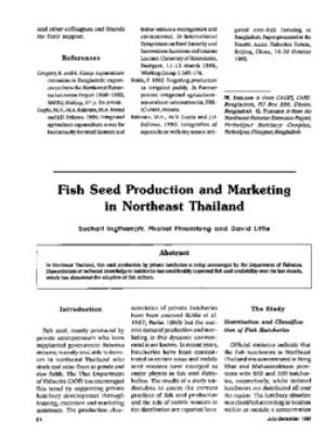 Fish seed production and marketing in northeast Thailand