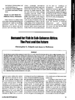 Demand for fish in Sub-Saharan Africa: the past and the future
