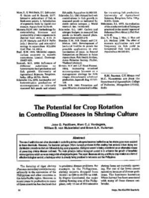 The potential for crop rotation in controlling diseases in shrimp culture
