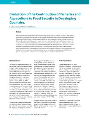Evaluation of the contribution of fisheries and aquaculture to food security in developing countries