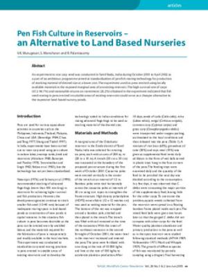 Pen fish culture in reservoirs: an alternative to land based nurseries