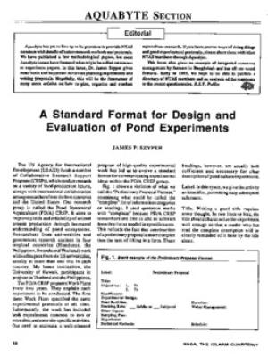 A standard format for design and evaluation of pond experiments