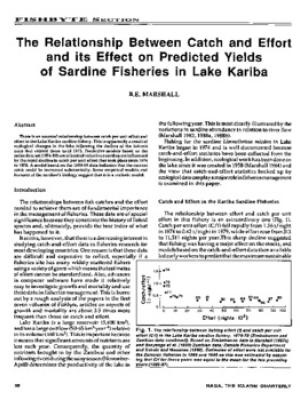 The relationship between catch and effort and its effect on predicted yields of sardine fisheries in Lake Kariba