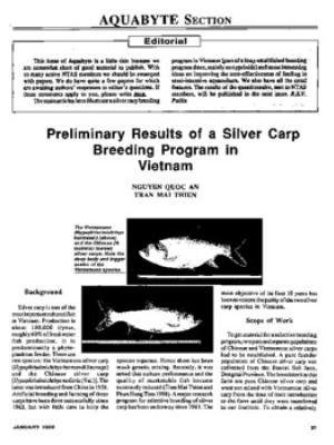 Preliminary results of a silver carp breeding program in Vietnam