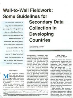 Wall-to-wall fieldwork: some guidelines for secondary data collection in developing countries
