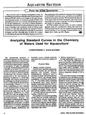 Analyzing standard curves in the chemistry of waters used for aquaculture