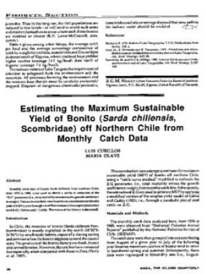Estimating the maximum sustainable yield of bonito (Sarda chiliensis, Scombridae) of northern Chile from monthly catch data