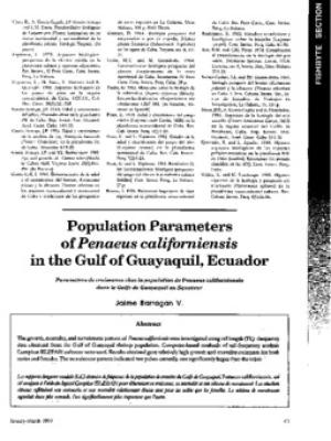 Population parameters of Penaeus californiensis in the Gulf of Guayaquil, Ecuador