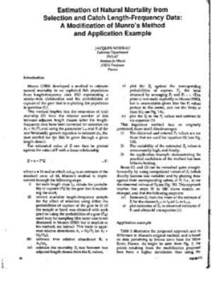 Estimation of natural mortality from selection and catch length-frequency data: a modification of Munro's method and application example