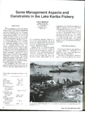 Some management aspects and constraints in the Lake Kariba fishery