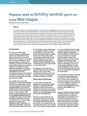 Pawpaw seed as fertility control agent on male Nile tilapia