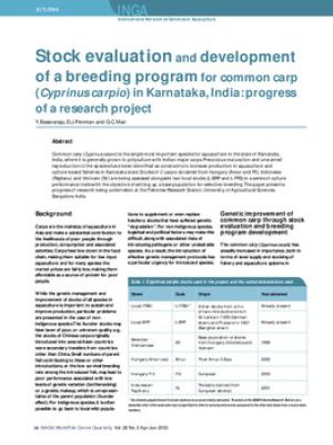 Stock evaluation and development of a breeding program for common carp (Cyprinus carpio) in Karnataka, India: progress of a research project