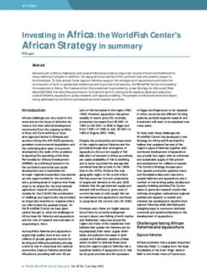 Investing in Africa: the WorldFish Center's African strategy in summary