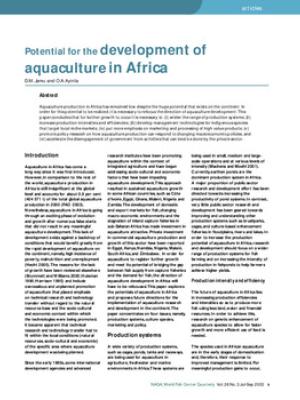 Potential for the development of aquaculture in Africa