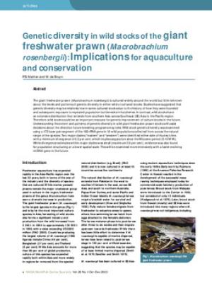 Genetic diversity in wild stocks of the giant freshwater prawn (Macrobrachium rosenbergii): implications for aquaculture and conservation
