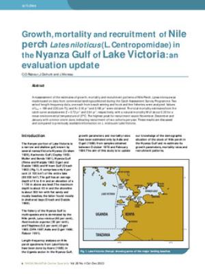 Growth, mortality and recruitment of Nile perch Lates niloticus (L. Centropomidae) in the Nyanza Gulf of Lake Victoria: an evaluation update