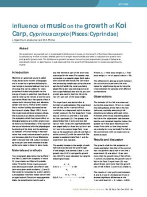 Influence of music on the growth of koi carp, Cyprinus carpio (Pisces: Cyprindae)