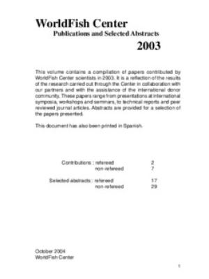 The WorldFish Center: publications and selected abstracts. 2004