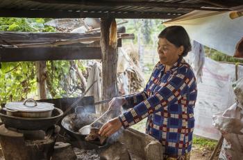 A woman cooks fresh nutritious fish for lunch in Boeing Kampen, Cambodia. Photo by Fani Llauradó.