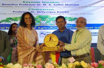 Shakuntala Haraksingh Thilsted was recognized at the recent International Conference on Sustainable Fisheries (ICSF) for her contributions to developing holistic, nutrition-sensitive approaches to aquatic food systems. Photo by Mohammad Shohorab Hossain 