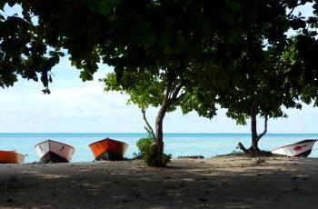 Artisanal fishing boats in South Tarawa, Republic of Kiribati. Photo by Brooke Campbell.