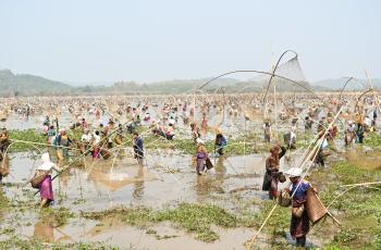 Community fishing at Borjong beel in Assam. Photo by Sourabh Dubey.