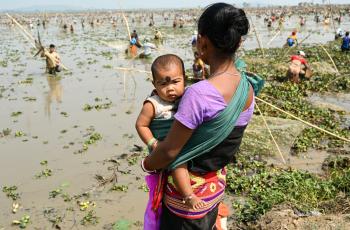 Fishing woman from Rabha community at Borjong wetland. Photo by Sourabh Dubey.