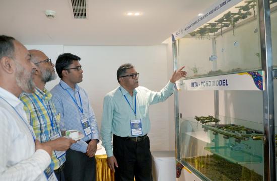 Dhaka workshop on Integrated Multi-Trophic Aquaculture (IMTA) hosted by WorldFish Bangladesh under the Asia–Africa BlueTech Superhighway (AABS), bringing together government, research and private sector stakeholders to discuss climate-resilient aquaculture. Photo: Dilruba Sharmin/Shohorab Hossain/WorldFish.