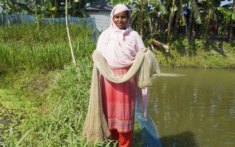 Mst. Shilpi Begum, an award winning woman entrepreneur and fish farmer. Photo by WorldFish.