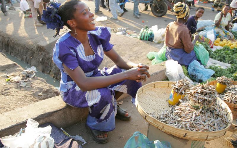 Fish trader in Lusaka, Zambia. Photo by Stevie Mann.