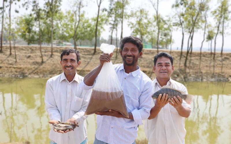 The revenues from Artemia and aquaculture have boosted Nurul Absar’s income as a farmer. Photo: Shahriar