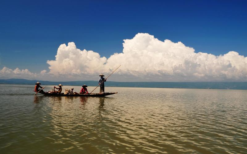 Fisher boat in Haor, Bangladesh. Photo by Balaram Mahalder, 2010