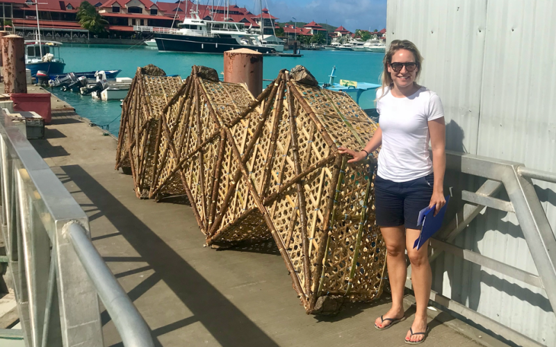 Just before interviewing trap fishers in Seychelles to learn about their values and preferences, as well as their views on the blue economy. Photo by Marleen Schutter.