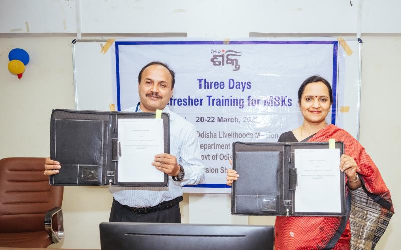 WorldFish and the Government of Odisha signed a new five-year agreement to empower women in Odisha through aquatic foods production. Photo: Department of Mission Shakti.
