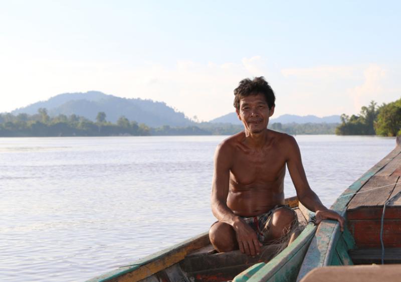 Nhoung, a fisher on the Mekong River, Cambodia.